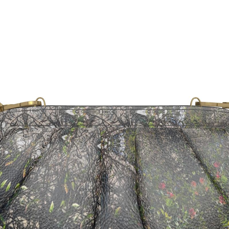 Vine Print Pleated Soft Leather Frame Bag