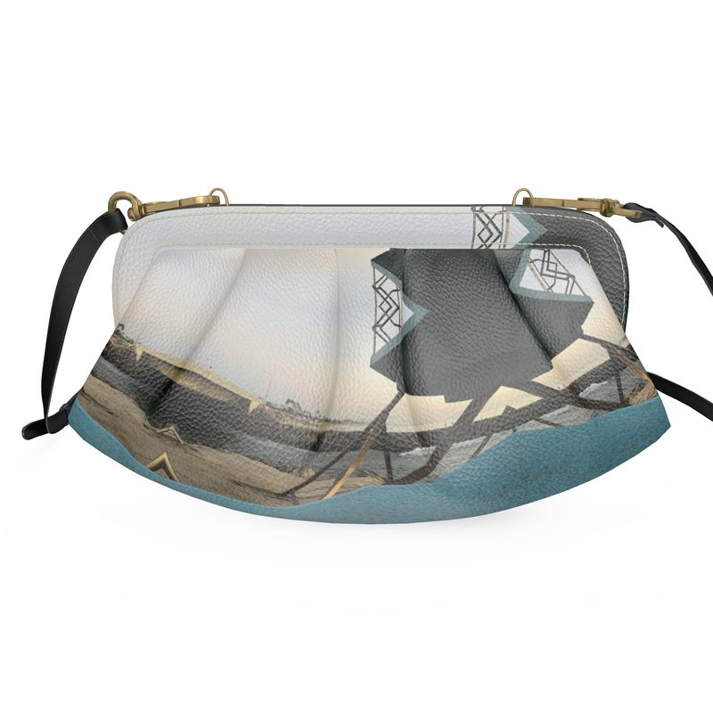 Teal Guard Pleated Soft Leather Frame Bag