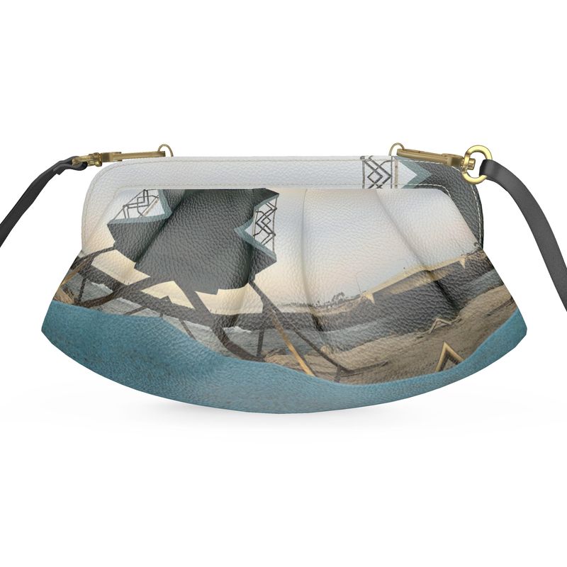 Teal Guard Pleated Soft Leather Frame Bag