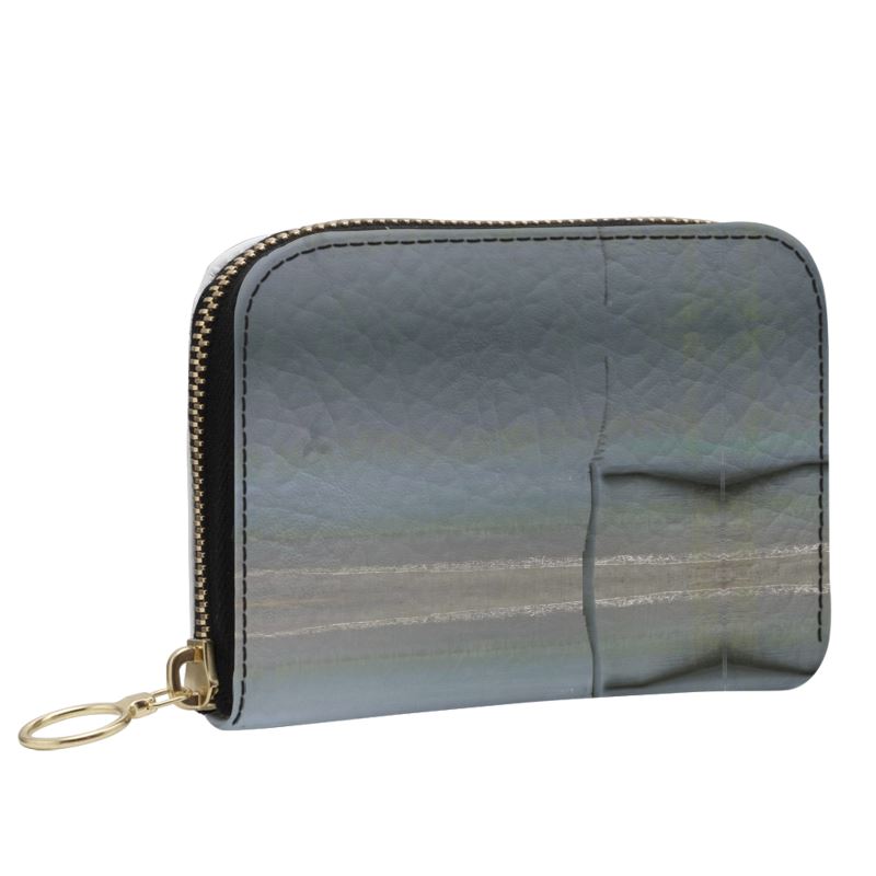 Ocean Plaid Small Leather Zip Purse