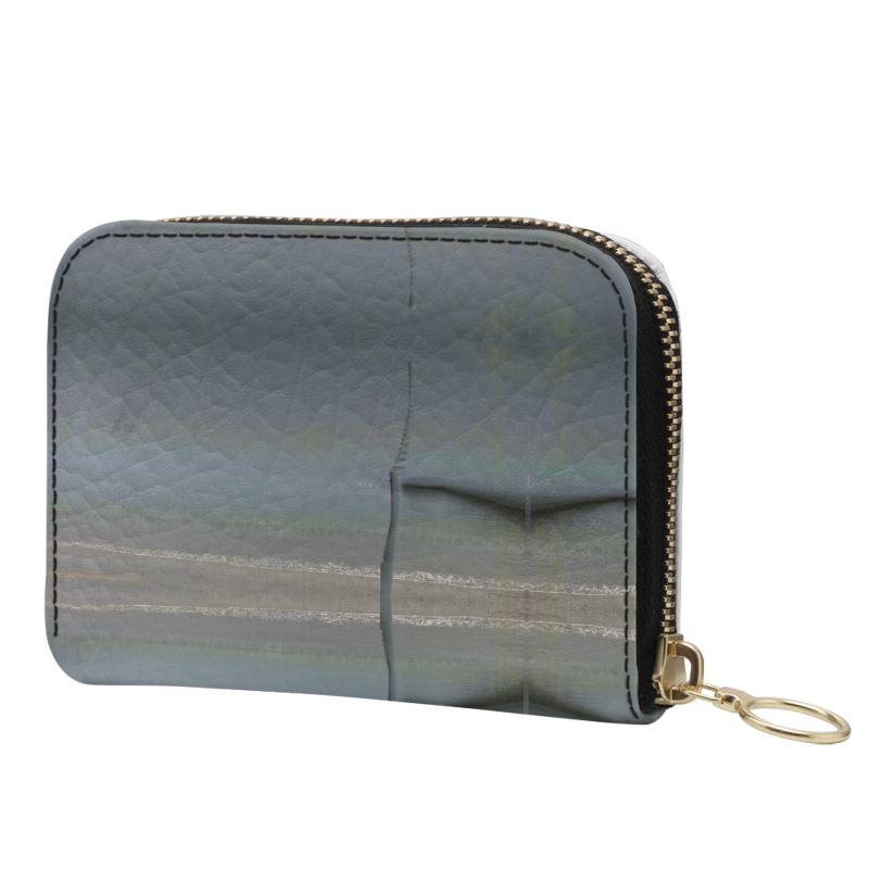 Ocean Plaid Small Leather Zip Purse