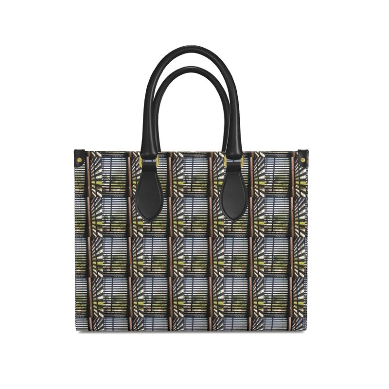 Garden Plaid Leather Shopper Bag