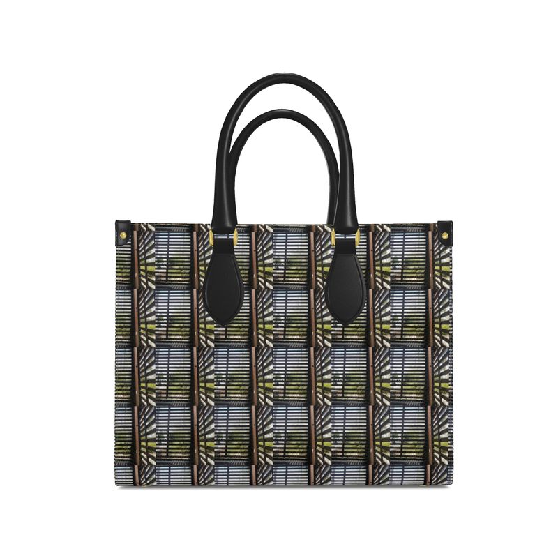 Garden Plaid Leather Shopper Bag