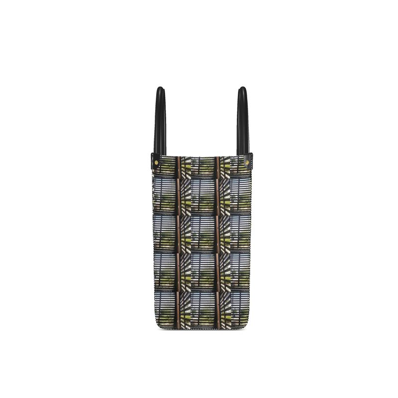Garden Plaid Leather Shopper Bag