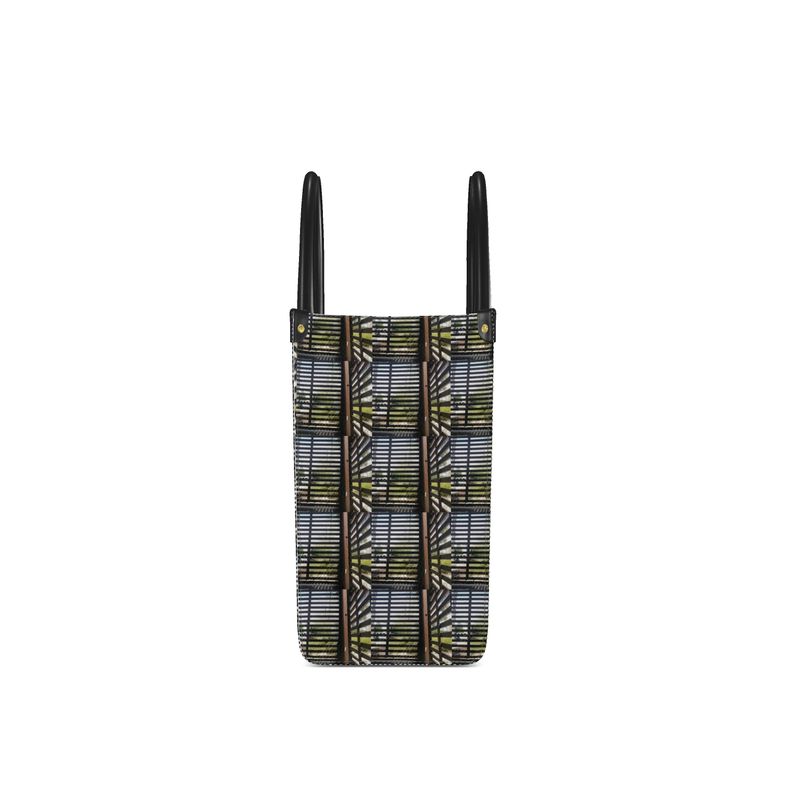 Garden Plaid Leather Shopper Bag