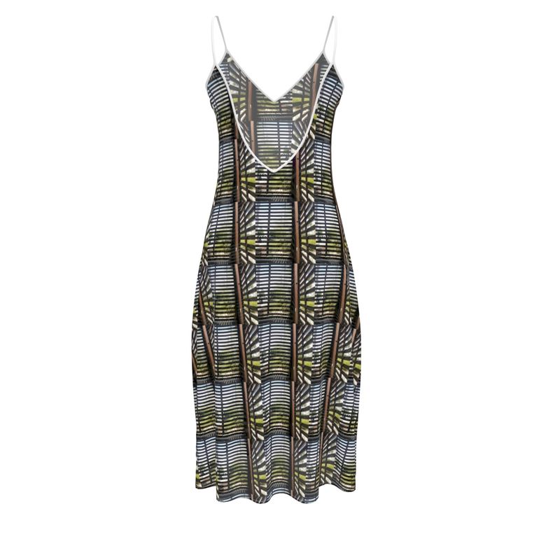 Garden Plaid Sleeveless Midi Dress