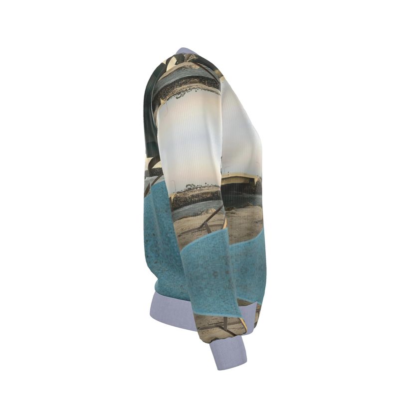 Teal Beach Reversible Silk Bomber Jacket