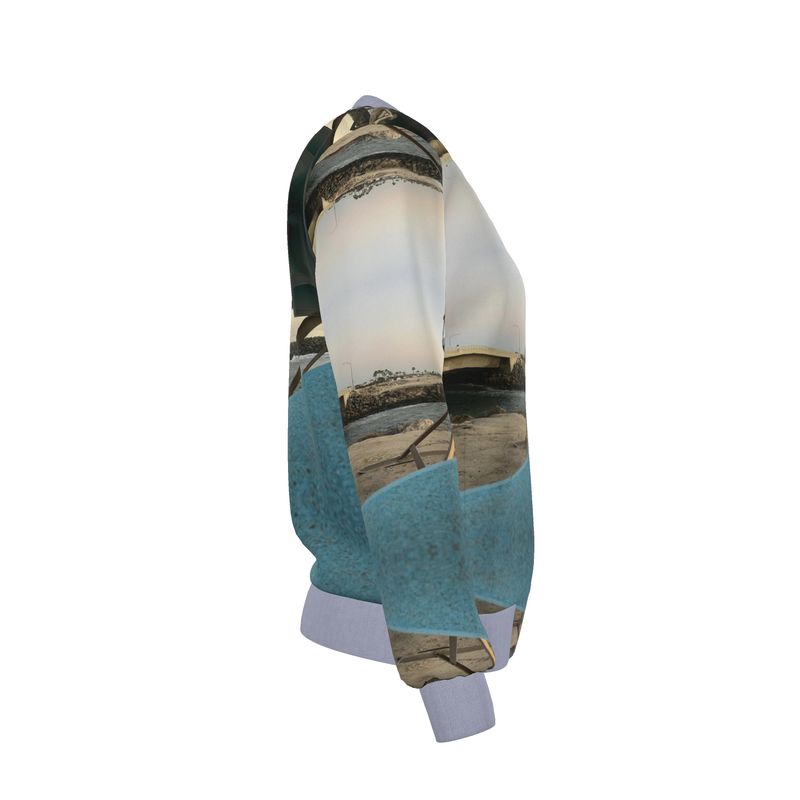 Teal Beach Reversible Silk Bomber Jacket