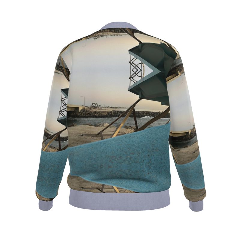 Teal Beach Reversible Silk Bomber Jacket