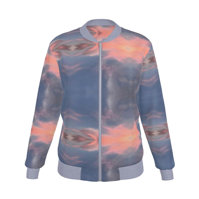 Pink and Blue Reversible Silk Bomber Jacket