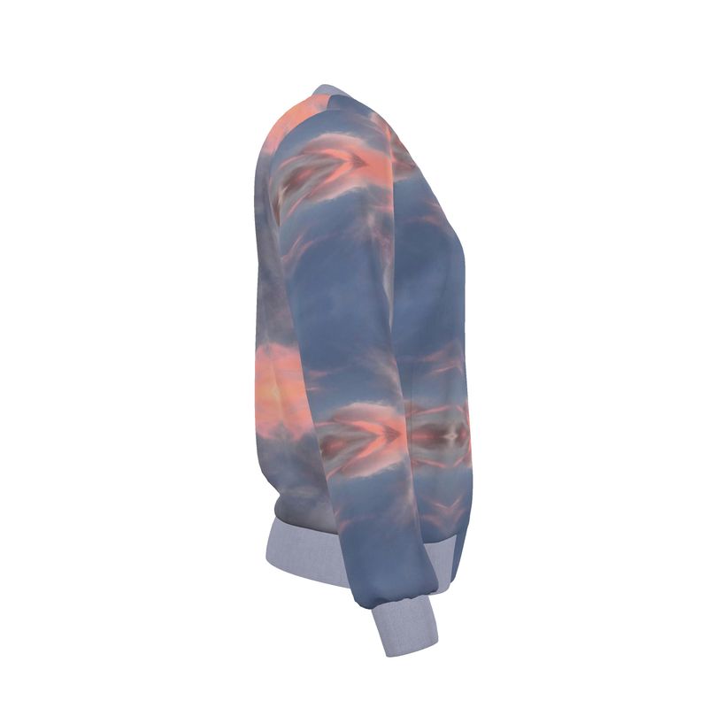 Pink and Blue Reversible Silk Bomber Jacket