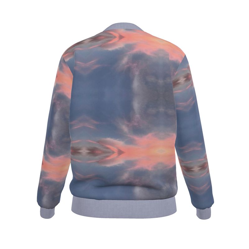 Pink and Blue Reversible Silk Bomber Jacket