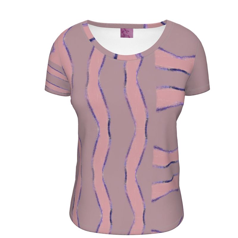 Just enough Purple and Pink Scoop Neck T-Shirt