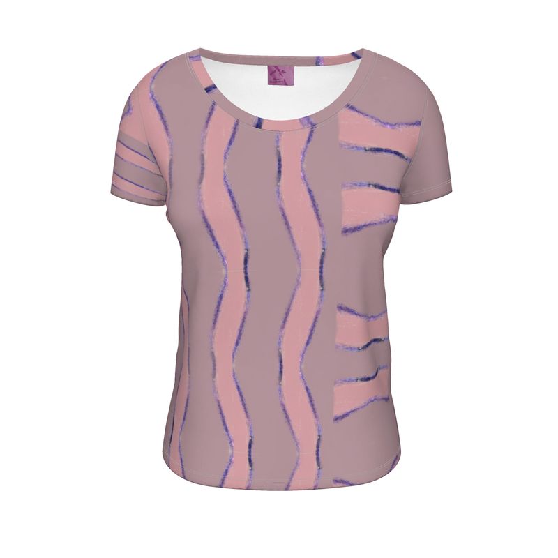 Just enough Purple and Pink Scoop Neck T-Shirt
