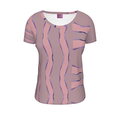 Just enough Purple and Pink Scoop Neck T-Shirt
