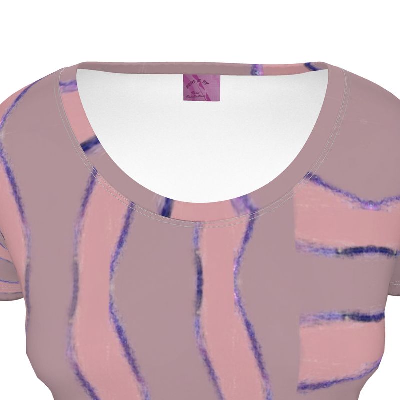 Just enough Purple and Pink Scoop Neck T-Shirt