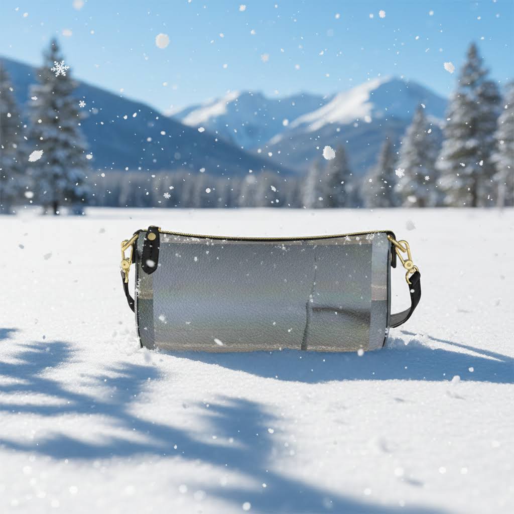 Ocean Plaid Leather Baguette Bag