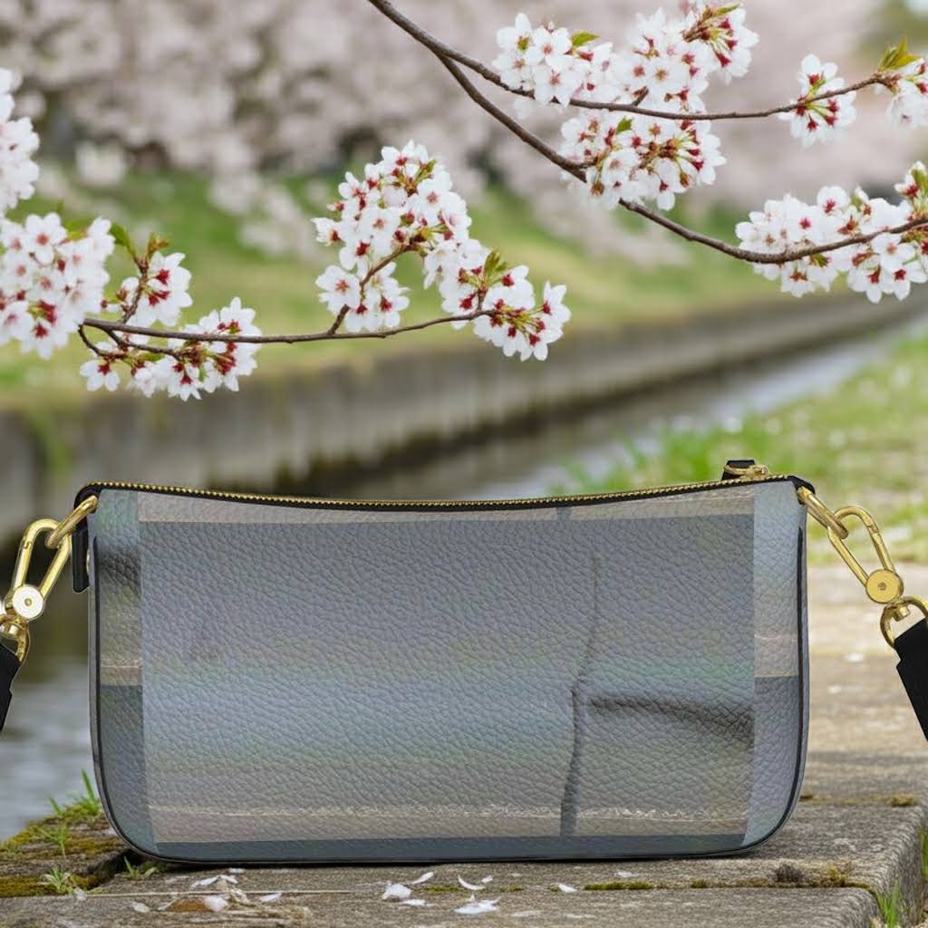 Ocean Plaid Leather Baguette Bag